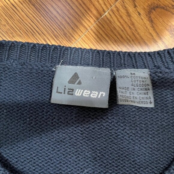 Petite 1990's Indigo Blue Rhinestone Cardigan by LizWear - Picture 3 of 3